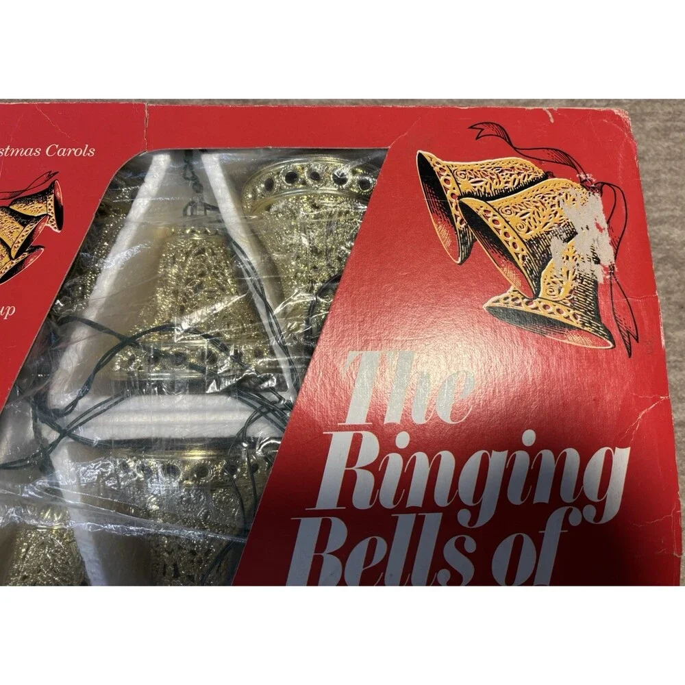 Vintage Merry Glow Round The Ringing Bells of Christmas Musical Lights Working